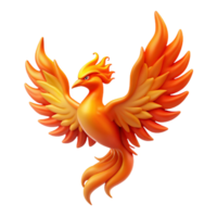radiant modern Phoenix, firebird, rising from flames, NO BACKGROUND with Transparent Background. high resolution png