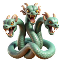 unparalleled tropical Hydra, multi-headed serpent, NO BACKGROUND with Transparent Background. impeccable png