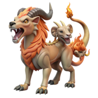 radiant bohemian Chimera, fire-breathing monster, goat, lion, and snake parts, NO BACKGROUND with Transparent Background. perfect clarity png