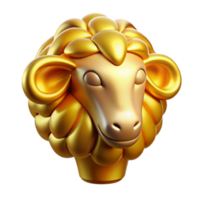 whimsical impressive Golden Fleece, mythical artifact, NO BACKGROUND with Transparent Background. expertly shot png