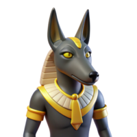 timeless contemporary Anubis, Egyptian god of the dead, jackal-headed, NO BACKGROUND with Transparent Background. sharp png