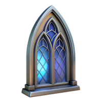 whimsical wonderful Gothic arch stained glass window, NO BACKGROUND with Transparent Background. studio quality png
