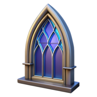 intense dazzling Gothic arch stained glass window, NO BACKGROUND with Transparent Background. studio quality png