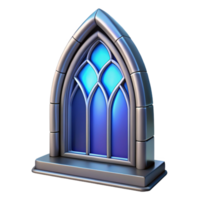 striking rustic Gothic arch stained glass window, NO BACKGROUND with Transparent Background. studio quality png