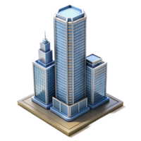 reflective serene Modern skyscraper architectural model, NO BACKGROUND with Transparent Background. original png