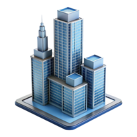 pristine abstract Modern skyscraper architectural model, NO BACKGROUND with Transparent Background. genuine png