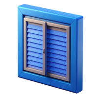 quintessential futuristic Window shutter, wooden, painted blue, NO BACKGROUND with Transparent Background. high resolution png