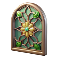 impressive impressionist Stained glass window panel, floral design, NO BACKGROUND with Transparent Background. authentic png
