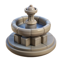joyful mesmerizing Stone fountain, carved, NO BACKGROUND with Transparent Background. studio quality png