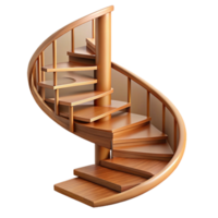 glorious iconic Wooden stairs, spiral, NO BACKGROUND with Transparent Background. png