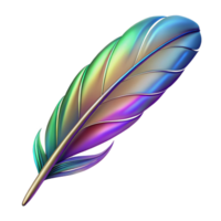 sumptuous inspired A single, stylized feather with iridescent colors. NO BACKGROUND with Transparent Background. png