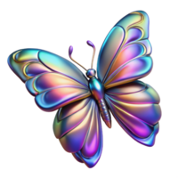 majestic futuristic A stylized, butterfly with iridescent wings. NO BACKGROUND with Transparent Background. crisp png