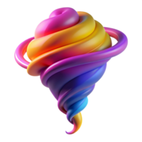 glorious futuristic A dynamic, swirling tornado made of colorful smoke. NO BACKGROUND with Transparent Background. 4K png