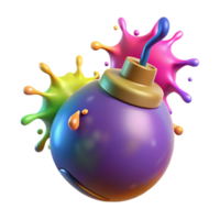 joyful dazzling A dynamic, exploding bomb made of colorful paint. NO BACKGROUND with Transparent Background. fine detail png