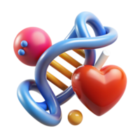 pristine gothic An abstract representation of health with a DNA helix and a heart. NO BACKGROUND with Transparent Background. studio quality png