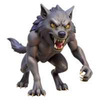 passionate elegant A snarling werewolf mid-transformation, NO BACKGROUND with Transparent Background. authentic png