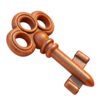 picturesque remarkable A single, ancient, rusty key with elaborate carvings, NO BACKGROUND with Transparent Background. png