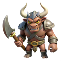 radiant remarkable A menacing minotaur with a battle axe, NO BACKGROUND with Transparent Background. png