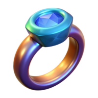magnificent abstract A single, ancient, magical ring with a large gem, NO BACKGROUND with Transparent Background. 8K png