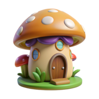 intense fascinating A whimsical fairy house with mushroom roof, NO BACKGROUND with Transparent Background. precision png