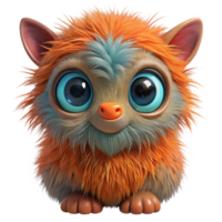 sought-after impressionist A cute, furry fantasy creature with big eyes, NO BACKGROUND with Transparent Background. refined png
