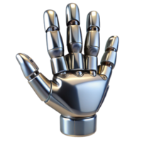nostalgic spectacular A single, shiny, metallic robot hand, NO BACKGROUND with Transparent Background. flawless png