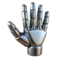wonderful harmonious creative A single, shiny, metallic robot hand, NO BACKGROUND with Transparent Background. ultra HD png
