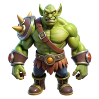 signature gothic A powerful, muscular orc chieftain with warhammer, NO BACKGROUND with Transparent Background. impeccable png