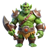 wonderful iconic A powerful, muscular orc chieftain with warhammer, NO BACKGROUND with Transparent Background. png