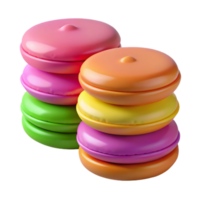 inspired geometric A stack of colorful macarons. NO BACKGROUND with Transparent Background. 8K png
