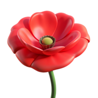 tranquil beautiful A single, red poppy flower. NO BACKGROUND with Transparent Background. studio quality png