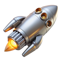 spectacular distinctive Sleek, silver spaceship engine with glowing thrusters. NO BACKGROUND with Transparent Background. png