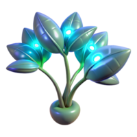 inspired renaissance Bioengineered alien plant with luminescent leaves. NO BACKGROUND with Transparent Background. masterfully captured png