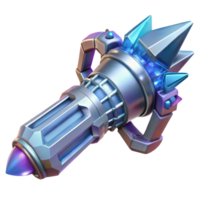 joyful majestic Crystal-powered energy weapon with intricate carvings. NO BACKGROUND with Transparent Background. original png