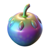 vibrant vintage A single, stylized alien fruit with iridescent skin. NO BACKGROUND with Transparent Background. fine detail png