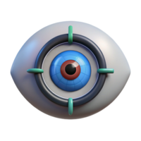 playful spectacular A cyborg eye with a zoom lens and targeting reticle. NO BACKGROUND with Transparent Background. high quality png