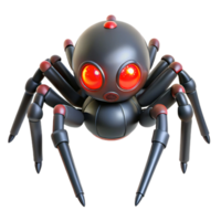 sumptuous minimalist A robotic spider with glowing red eyes. NO BACKGROUND with Transparent Background. authentic png