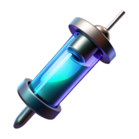 radiant unparalleled A futuristic syringe filled with glowing liquid. NO BACKGROUND with Transparent Background. png