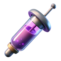 melancholic splendid A futuristic syringe filled with glowing liquid. NO BACKGROUND with Transparent Background. exclusive png