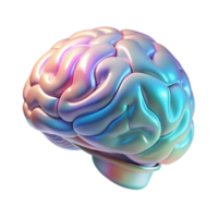 reflective alluring A holographic projection of a human brain. NO BACKGROUND with Transparent Background. museum quality png