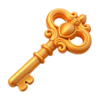 splendid passionate nordic A single key with ornate carvings and embellishments. NO BACKGROUND with Transparent Background. high resolution png
