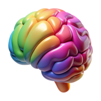 striking organic A realistic human brain with vibrant color mapping. NO BACKGROUND with Transparent Background. refined png