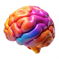 fascinating art deco A realistic human brain with vibrant color mapping. NO BACKGROUND with Transparent Background. genuine png