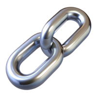 timeless futuristic A single, shiny metal chain link. NO BACKGROUND with Transparent Background. museum quality png
