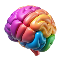 majestic whimsical classic A realistic human brain with vibrant color mapping. NO BACKGROUND with Transparent Background. top-tier png