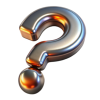 spectacular sought-after A single, stylized question mark with a metallic texture. NO BACKGROUND with Transparent Background. png