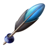 stunning remarkable A single, detailed feather pen with ink dripping from the nib. NO BACKGROUND with Transparent Background. png