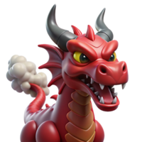 vibrant passionate baroque A fearsome dragon with crimson scales and smoke billowing from its nostrils. NO BACKGROUND with Transparent Background. impeccable png