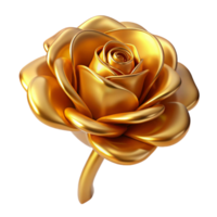 pristine rare A single, perfect rose made of pure gold. NO BACKGROUND with Transparent Background. png