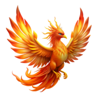 gorgeous distinctive A majestic phoenix engulfed in flames. NO BACKGROUND with Transparent Background. png